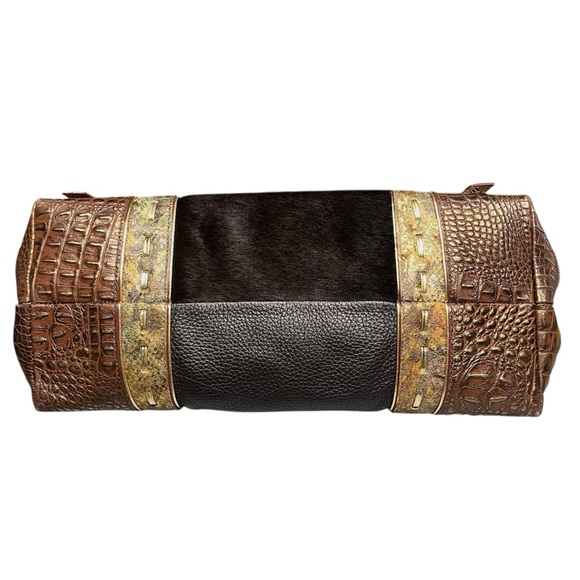 Cromia | Genuine Leather and Calf Hair Fur Doctors Bag Top Handle Satchel - Picture 5 of 9